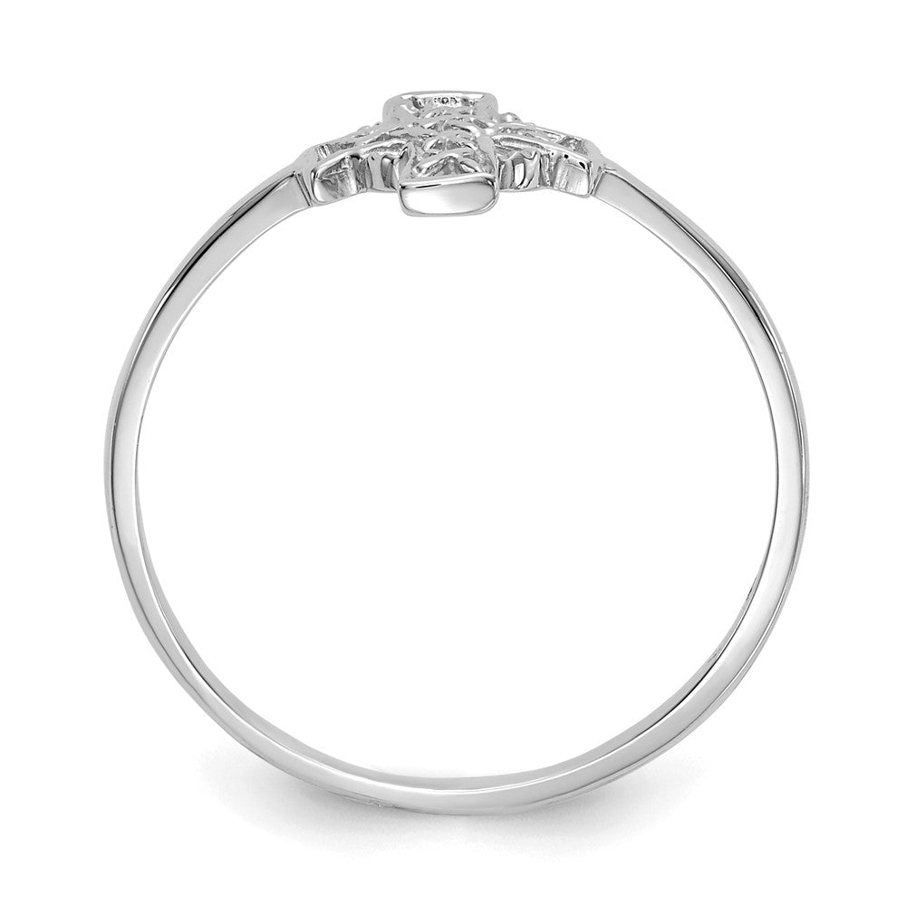 14K Weißgold Kreuzring mit Keltischem Design, poliert