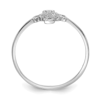 14K Weißgold Kreuzring mit Keltischem Design, poliert