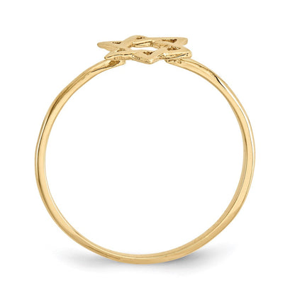 14K Gelbgold Polierter Davidstern-Ring