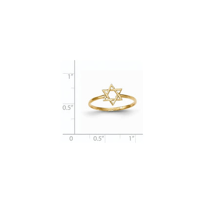 14K Gelbgold Polierter Davidstern-Ring