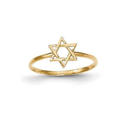 14K Gelbgold Polierter Davidstern-Ring