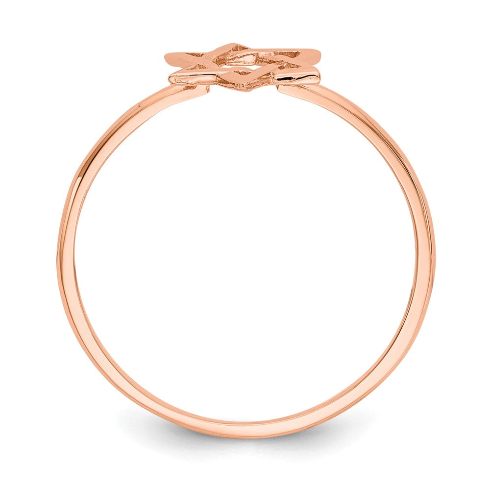 14K Roségold Polierter Davidstern-Ring
