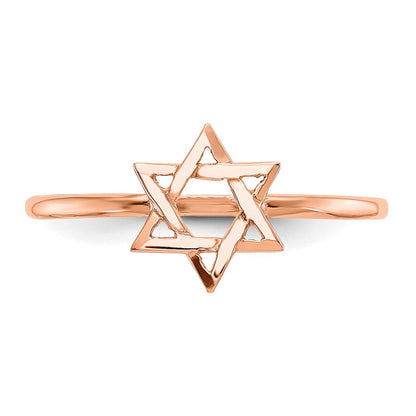 14K Roségold Polierter Davidstern-Ring