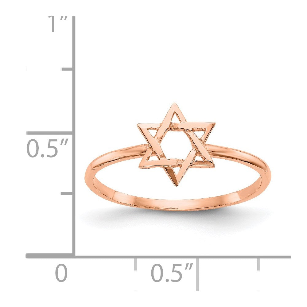 14K Roségold Polierter Davidstern-Ring