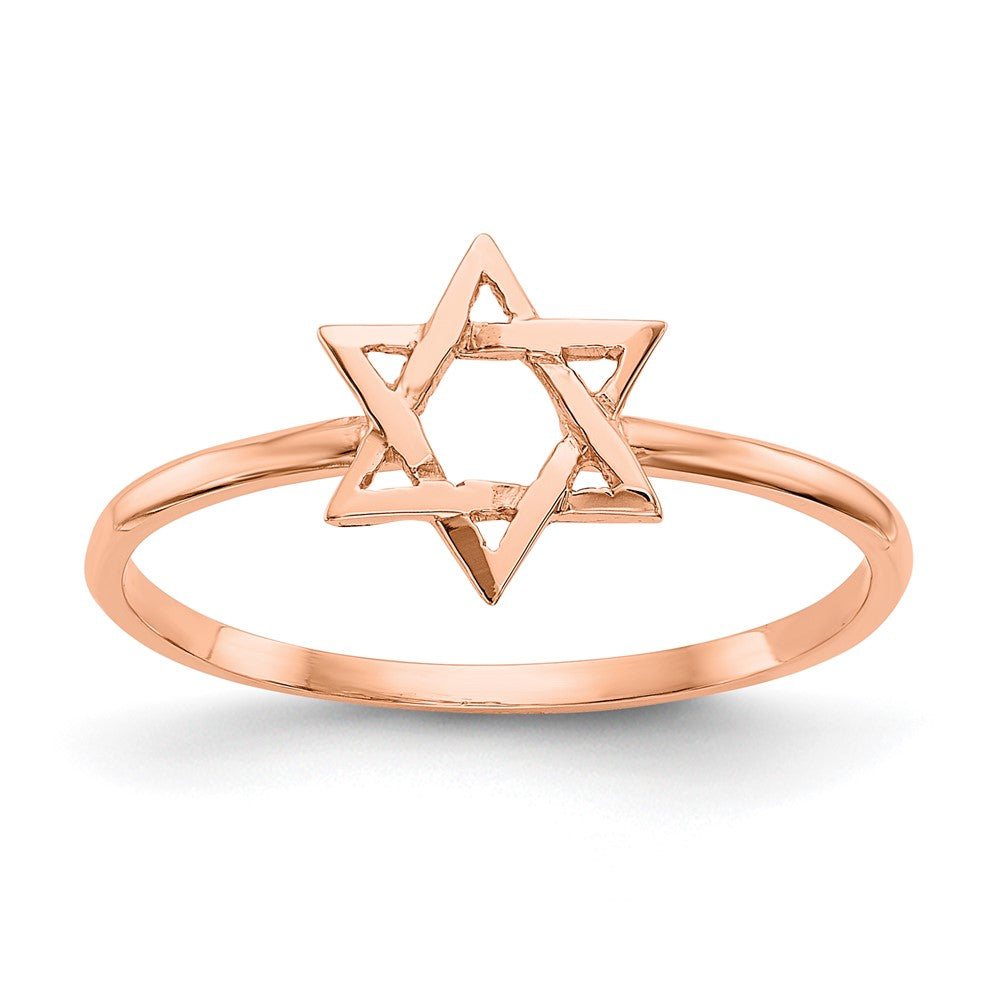 14K Roségold Polierter Davidstern-Ring