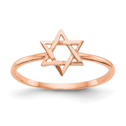 14K Roségold Polierter Davidstern-Ring