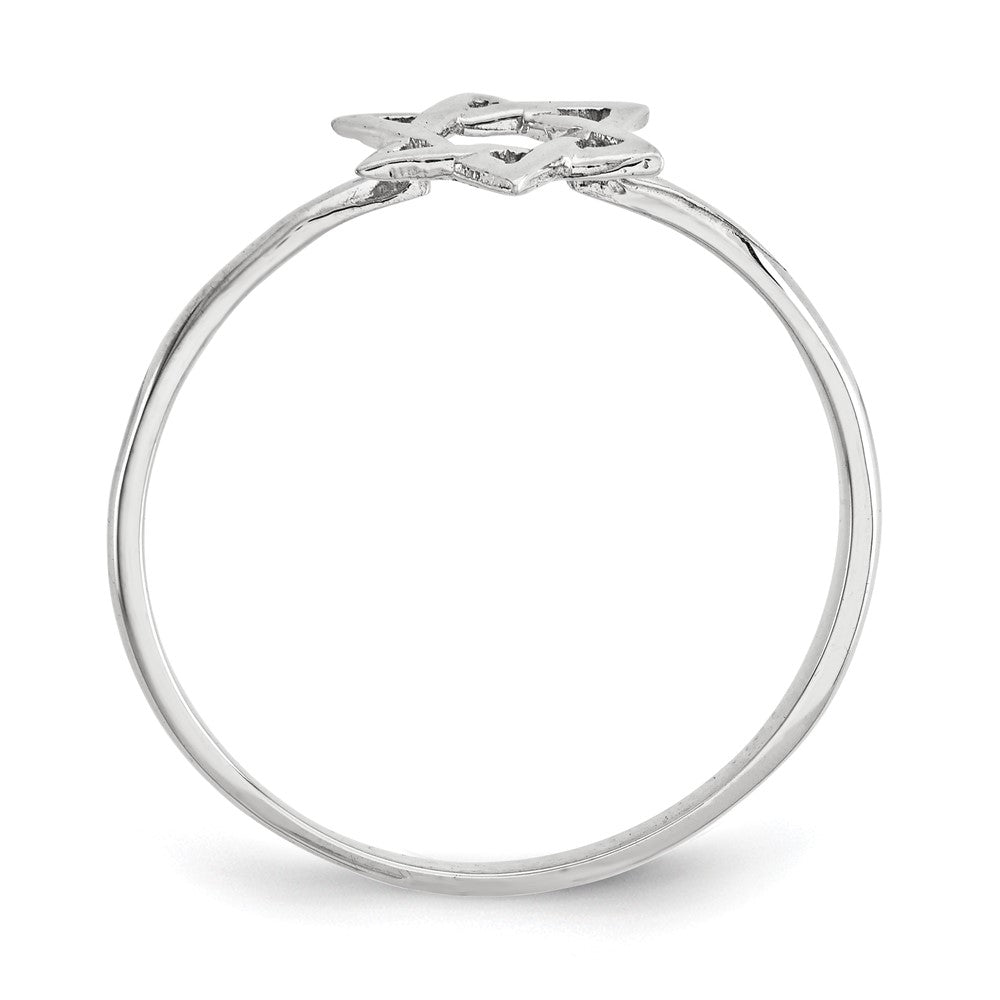 14K Weißgold poliert Davidstern Ring