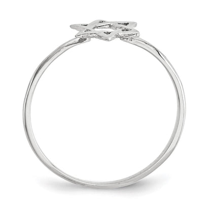 14K Weißgold poliert Davidstern Ring