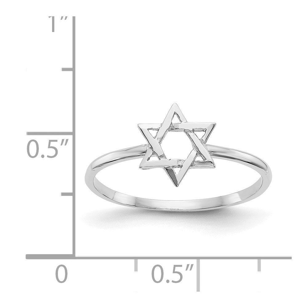 14K Weißgold poliert Davidstern Ring