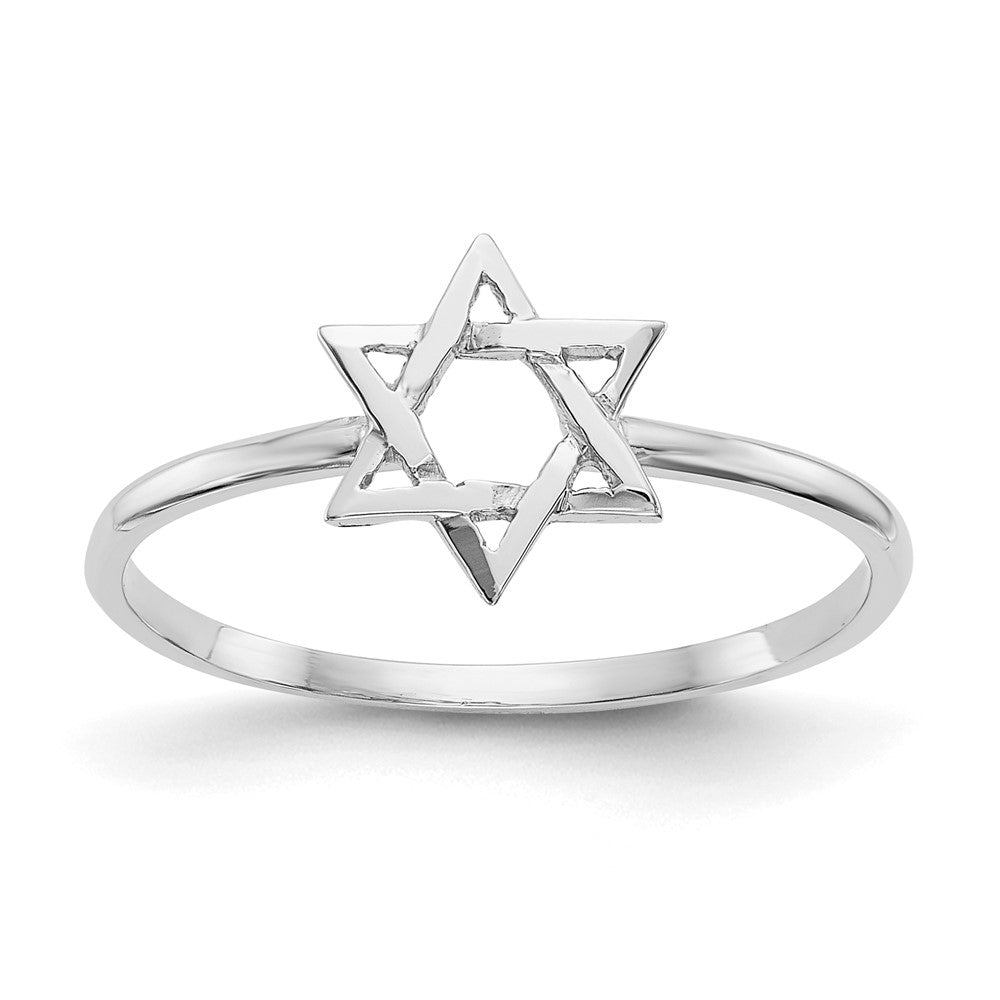 14K Weißgold poliert Davidstern Ring