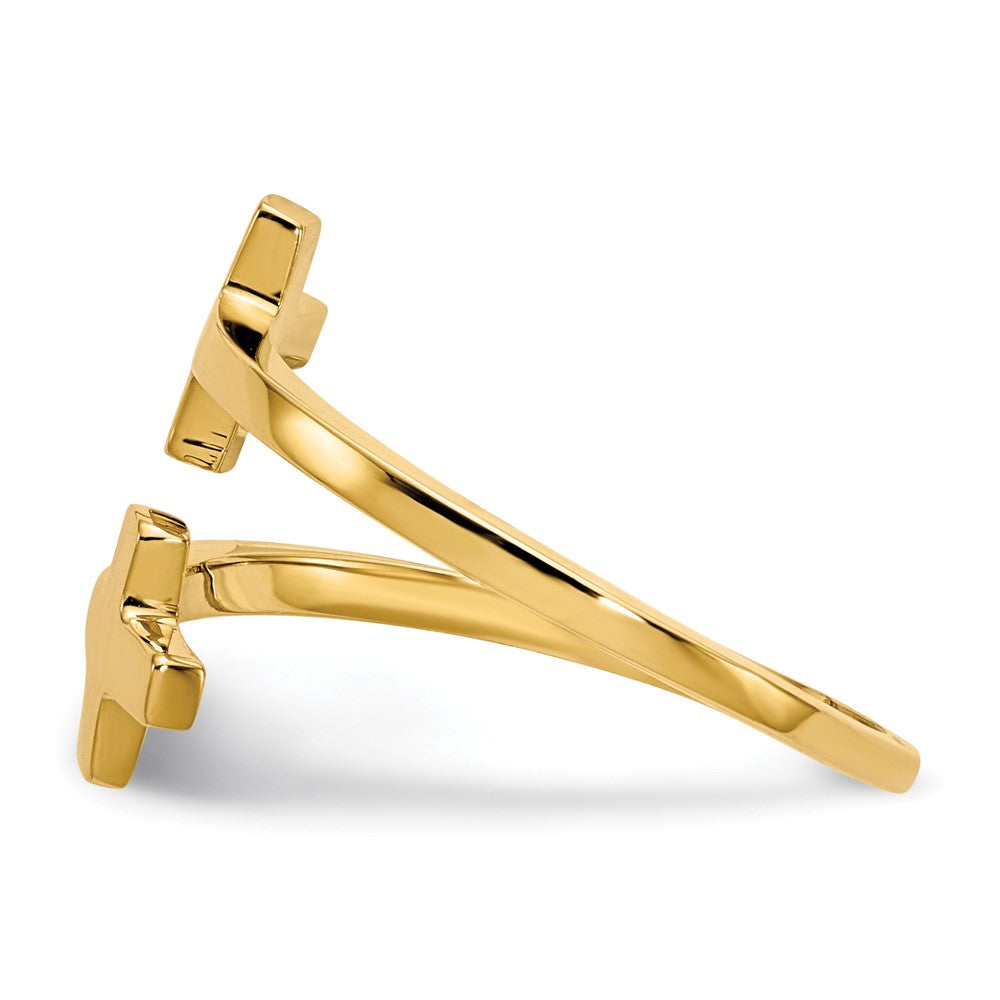 14K Gelbgold Polierter Doppelkreuz-Ring