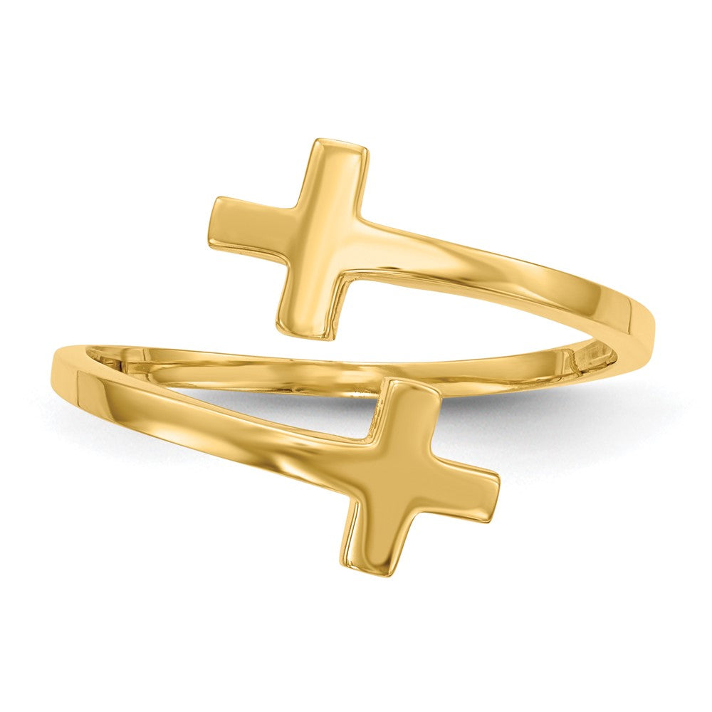 14K Gelbgold Polierter Doppelkreuz-Ring