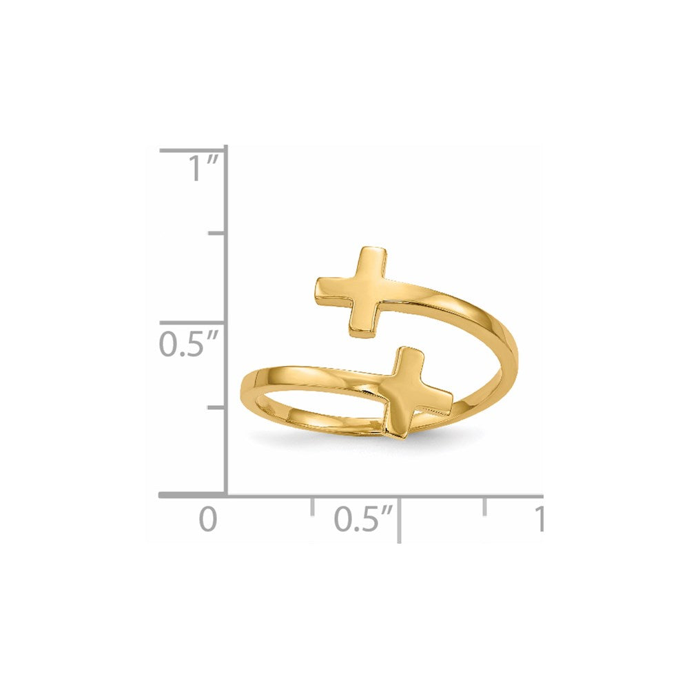 14K Gelbgold Polierter Doppelkreuz-Ring