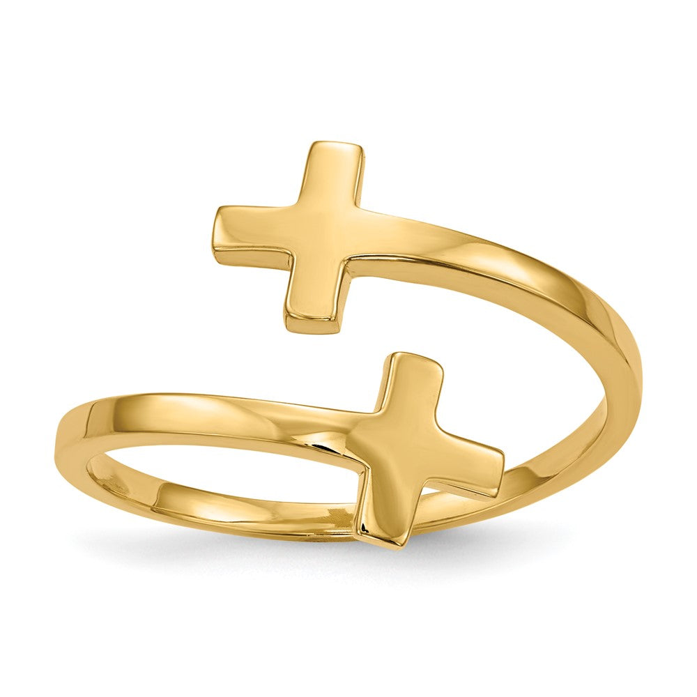 14K Gelbgold Polierter Doppelkreuz-Ring