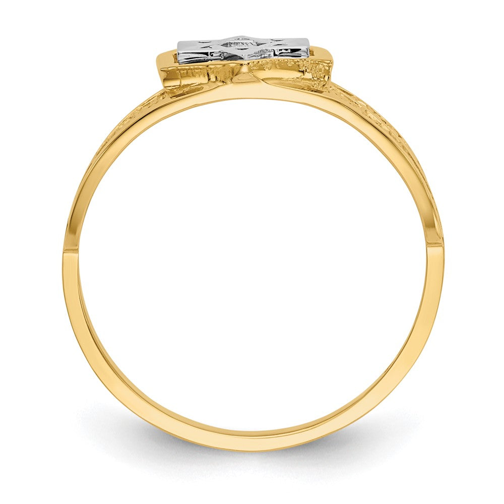 14K Bicolor-Gold Ring mit poliertem Davidstern