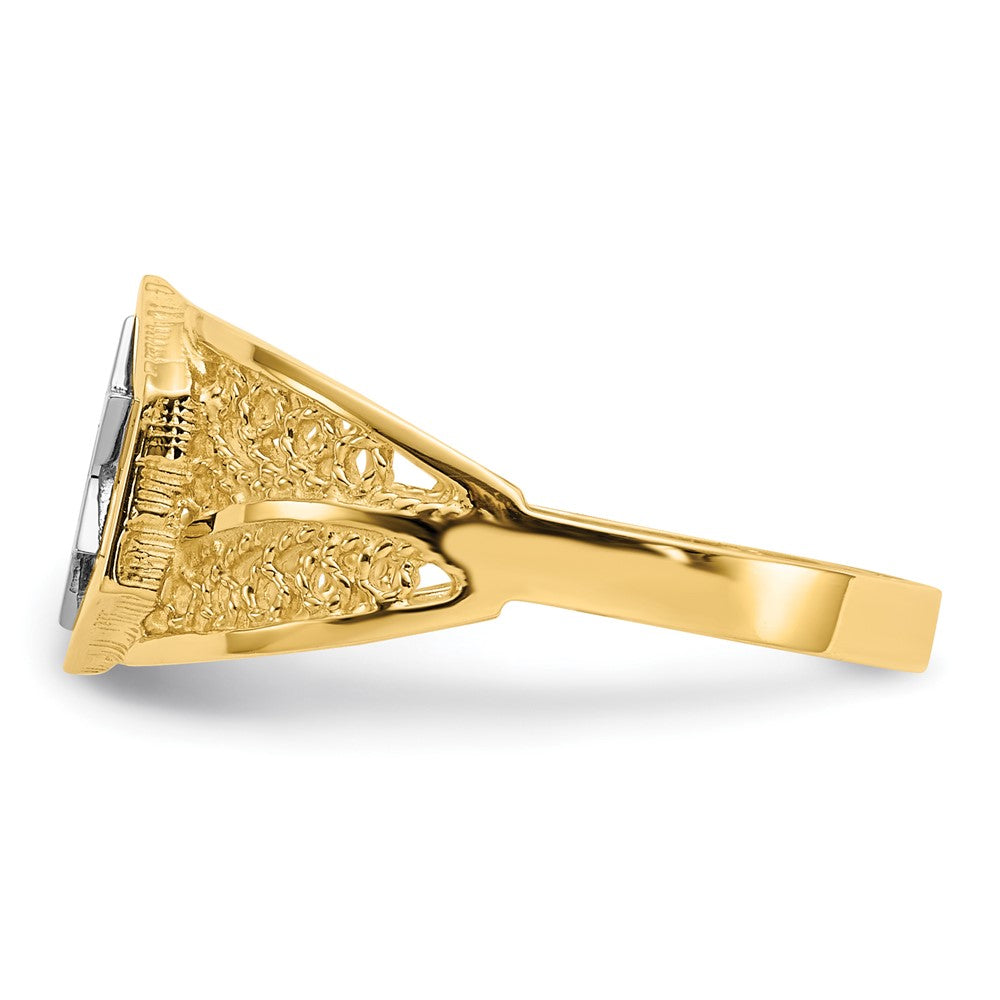 14K Bicolor-Gold Ring mit poliertem Davidstern