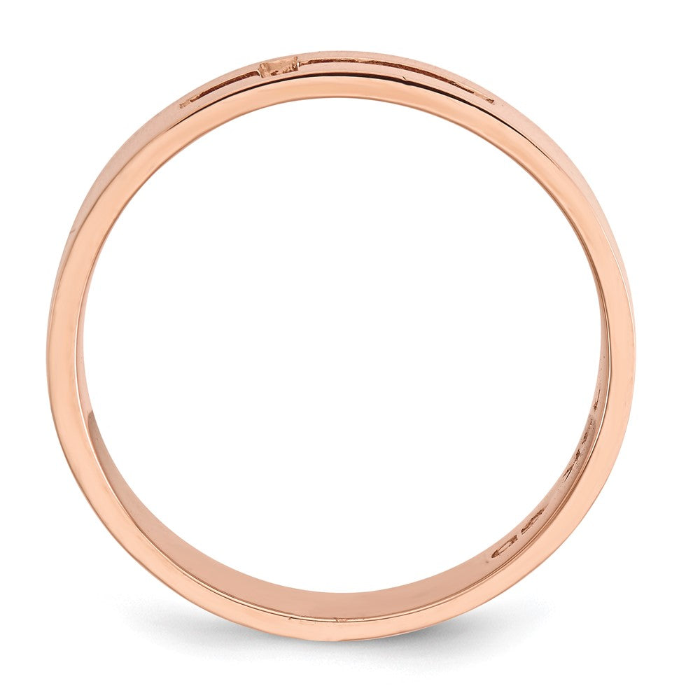 14K Roségold polierter Kreuz-Ring mit Ausschnitt für Herren