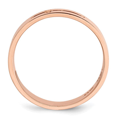 14K Roségold polierter Kreuz-Ring mit Ausschnitt für Herren