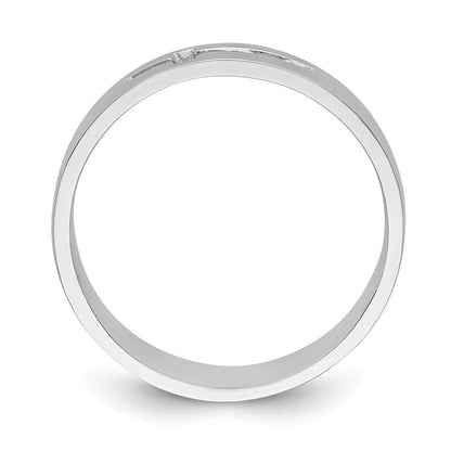 14K Weißgold Herrenring mit poliertem Kreuz-Ausschnitt
