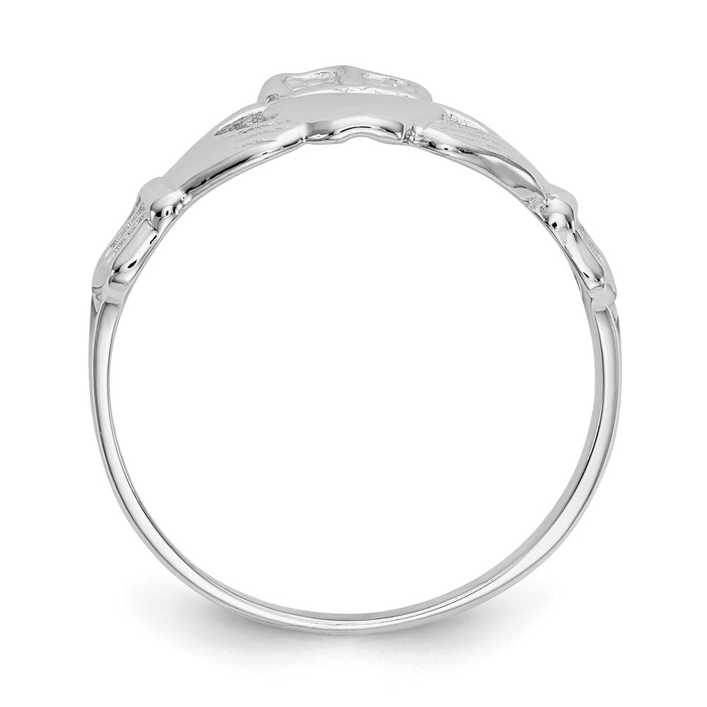 14K Weißgold polierter Claddagh-Ring