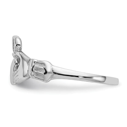 14K Weißgold polierter Claddagh-Ring