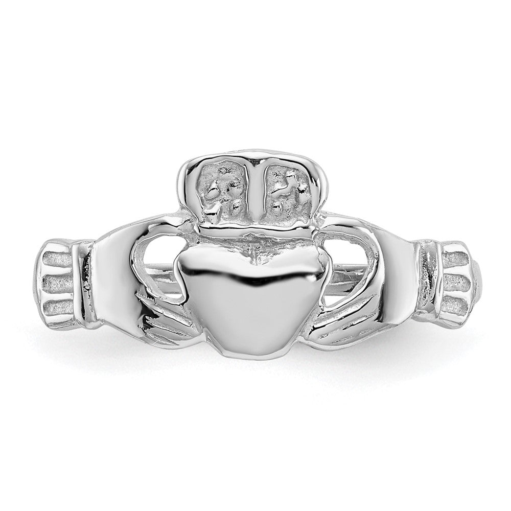 14K Weißgold polierter Claddagh-Ring