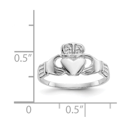 14K Weißgold polierter Claddagh-Ring
