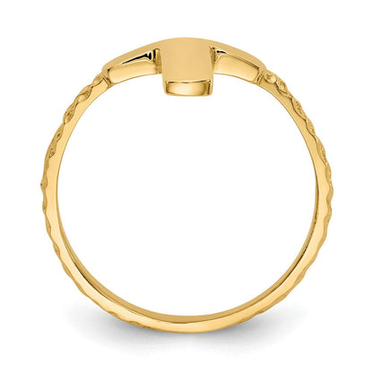 14K Gelbgold Poliertes Strukturiertes Kreuz Ring Wait, let me correct the grammar - the compound noun and adjective endings need adjustment: 14K Gelbgold Poliertes Strukturiertes Kreuzring