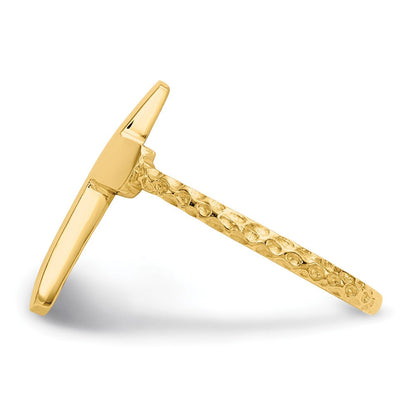 14K Gelbgold Poliertes Strukturiertes Kreuz Ring Wait, let me correct the grammar - the compound noun and adjective endings need adjustment: 14K Gelbgold Poliertes Strukturiertes Kreuzring
