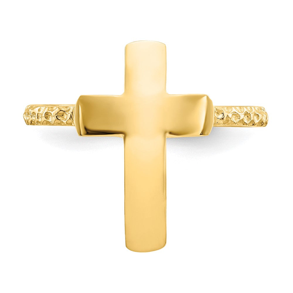 14K Gelbgold Poliertes Strukturiertes Kreuz Ring Wait, let me correct the grammar - the compound noun and adjective endings need adjustment: 14K Gelbgold Poliertes Strukturiertes Kreuzring