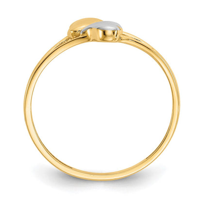 14K Gelbgold mit Rhodium Doppelherz-Ring