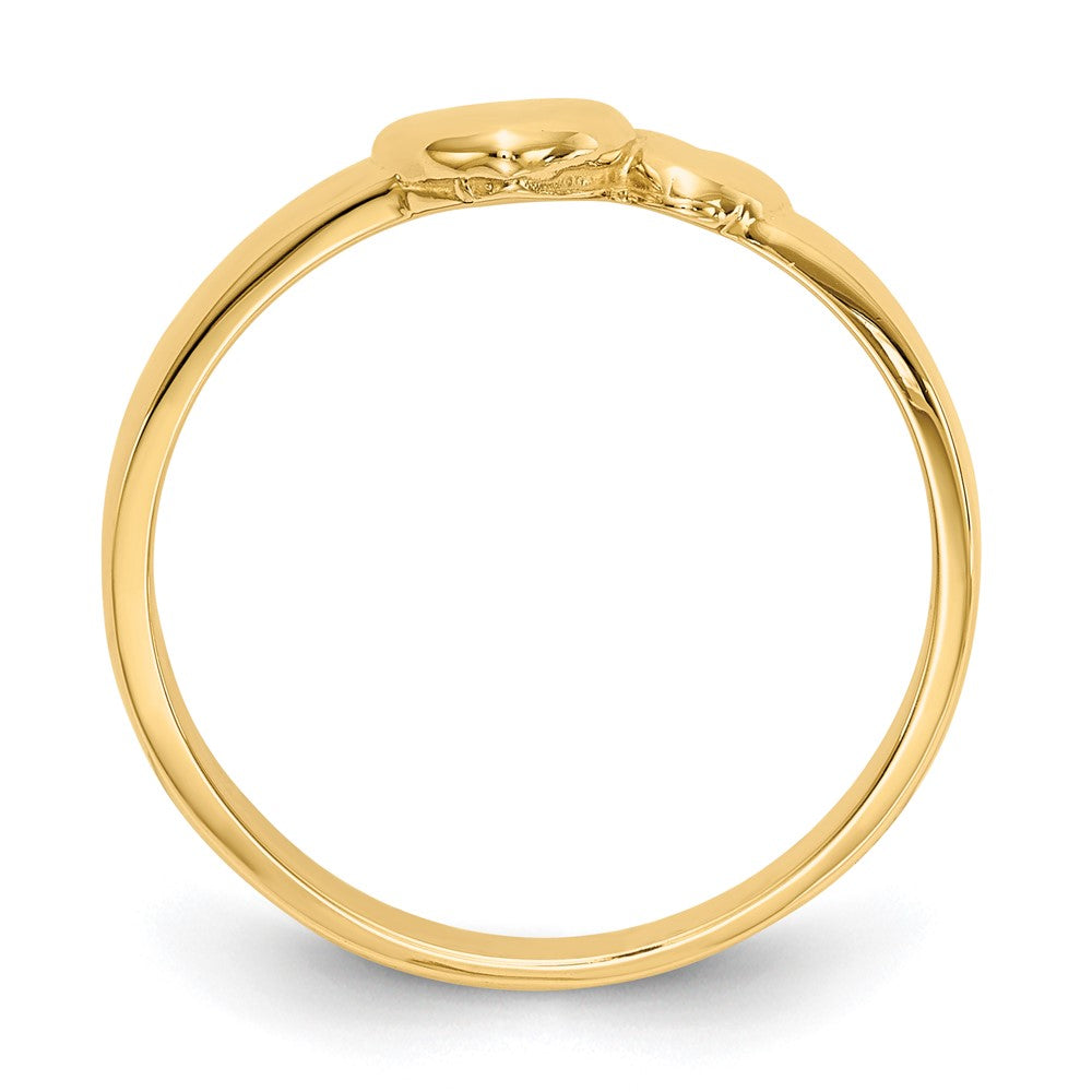 14K Gold Poliert Aneinandergefügte Herzen Ring