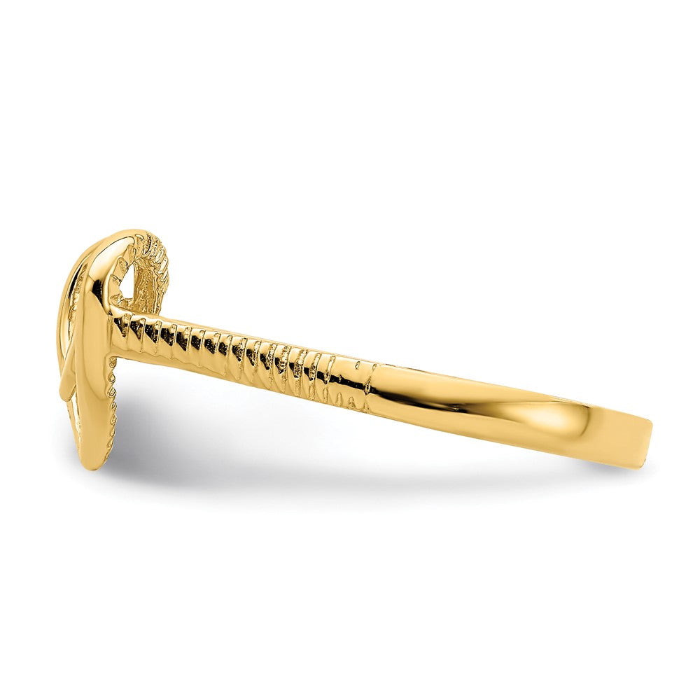 14K Gold polierter Ring mit strukturiertem Herz in Herzrahmen
