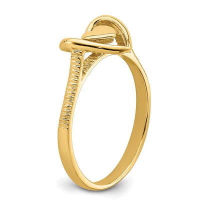 14K Gold polierter Ring mit strukturiertem Herz in Herzrahmen