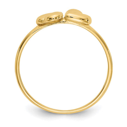 14K Gelbgold Ring mit polierten Herzen