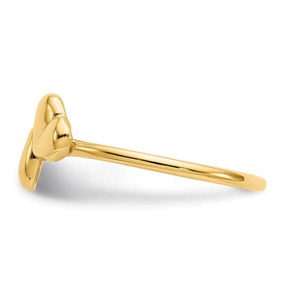 14K Gelbgold Ring mit polierten Herzen