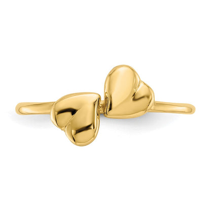 14K Gelbgold Ring mit polierten Herzen