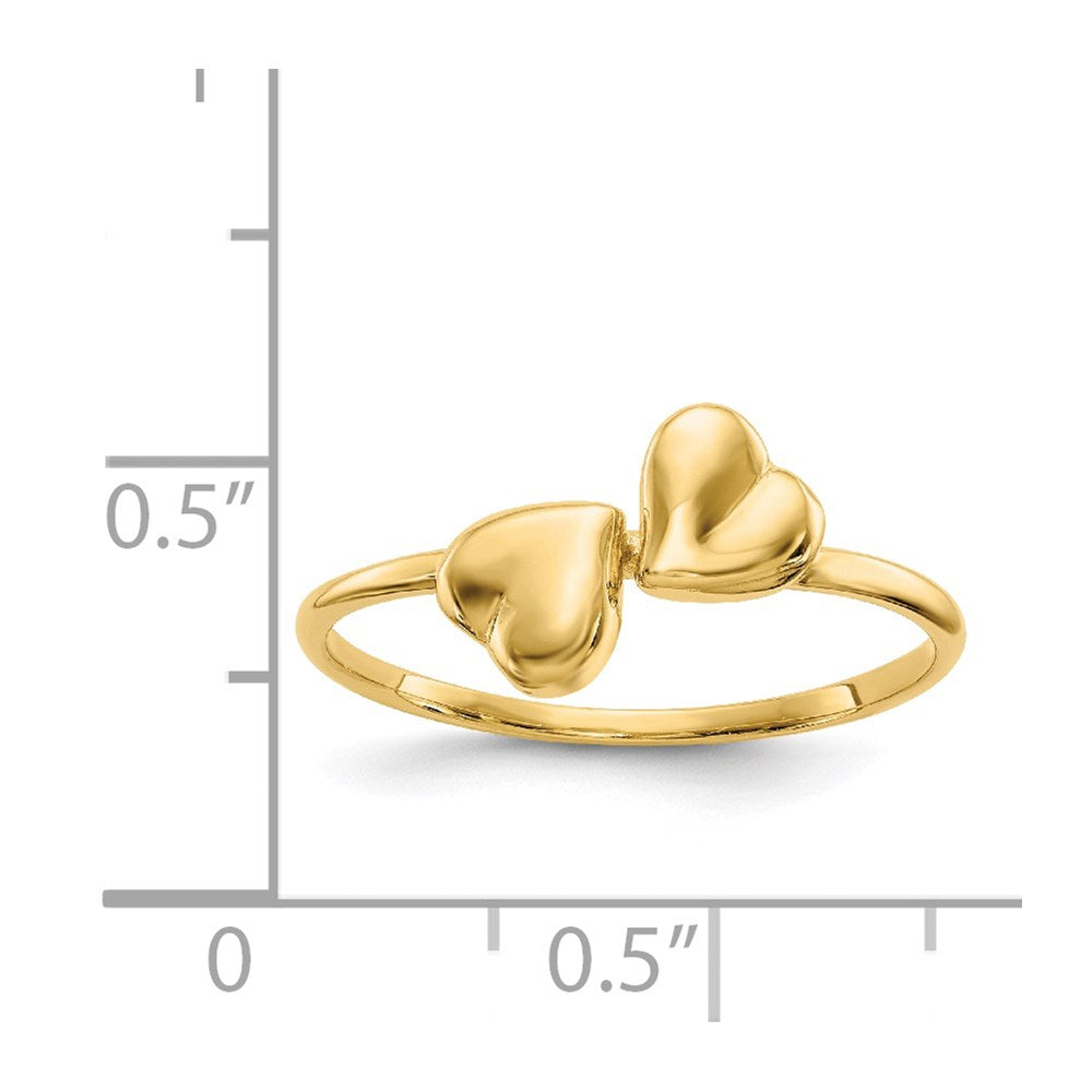 14K Gelbgold Ring mit polierten Herzen