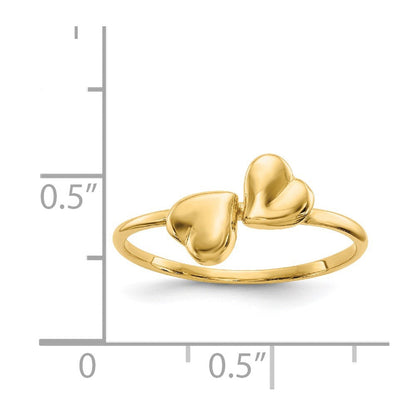 14K Gelbgold Ring mit polierten Herzen