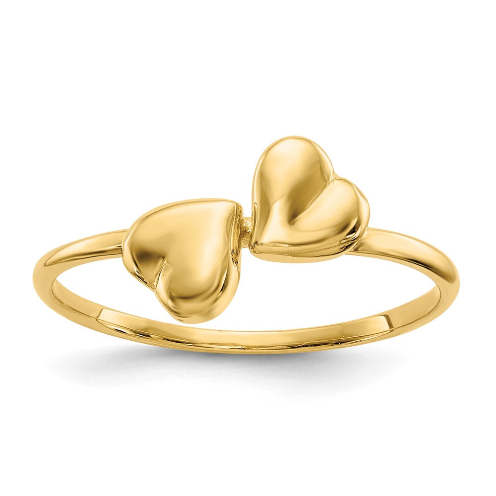 14K Gelbgold Ring mit polierten Herzen