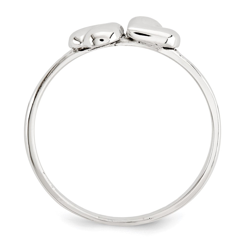 14K Weißgold Ring mit polierten Herzen