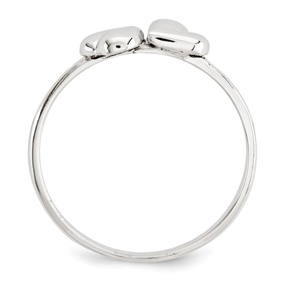 14K Weißgold Ring mit polierten Herzen