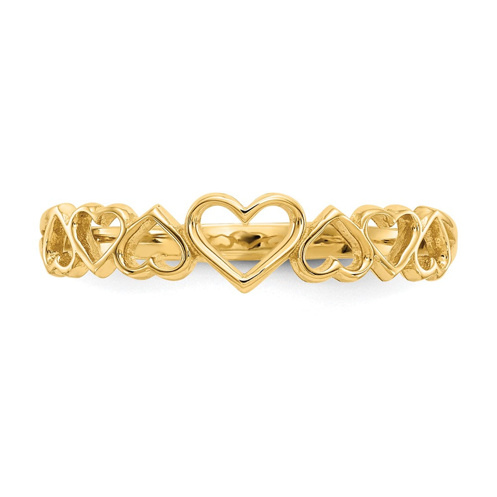 14K Gelbgold Ring mit Herzen