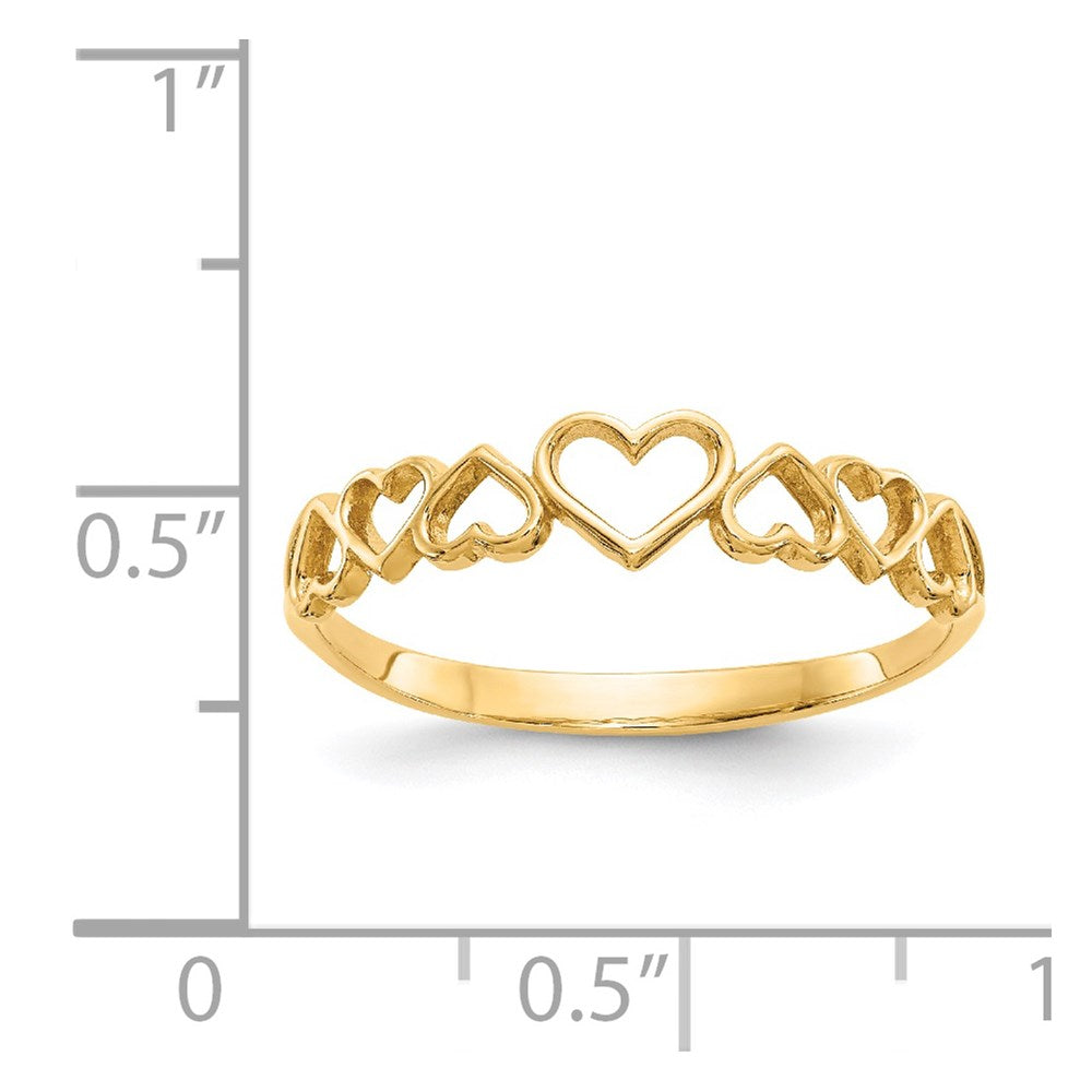 14K Gelbgold Ring mit Herzen