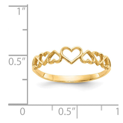 14K Gelbgold Ring mit Herzen