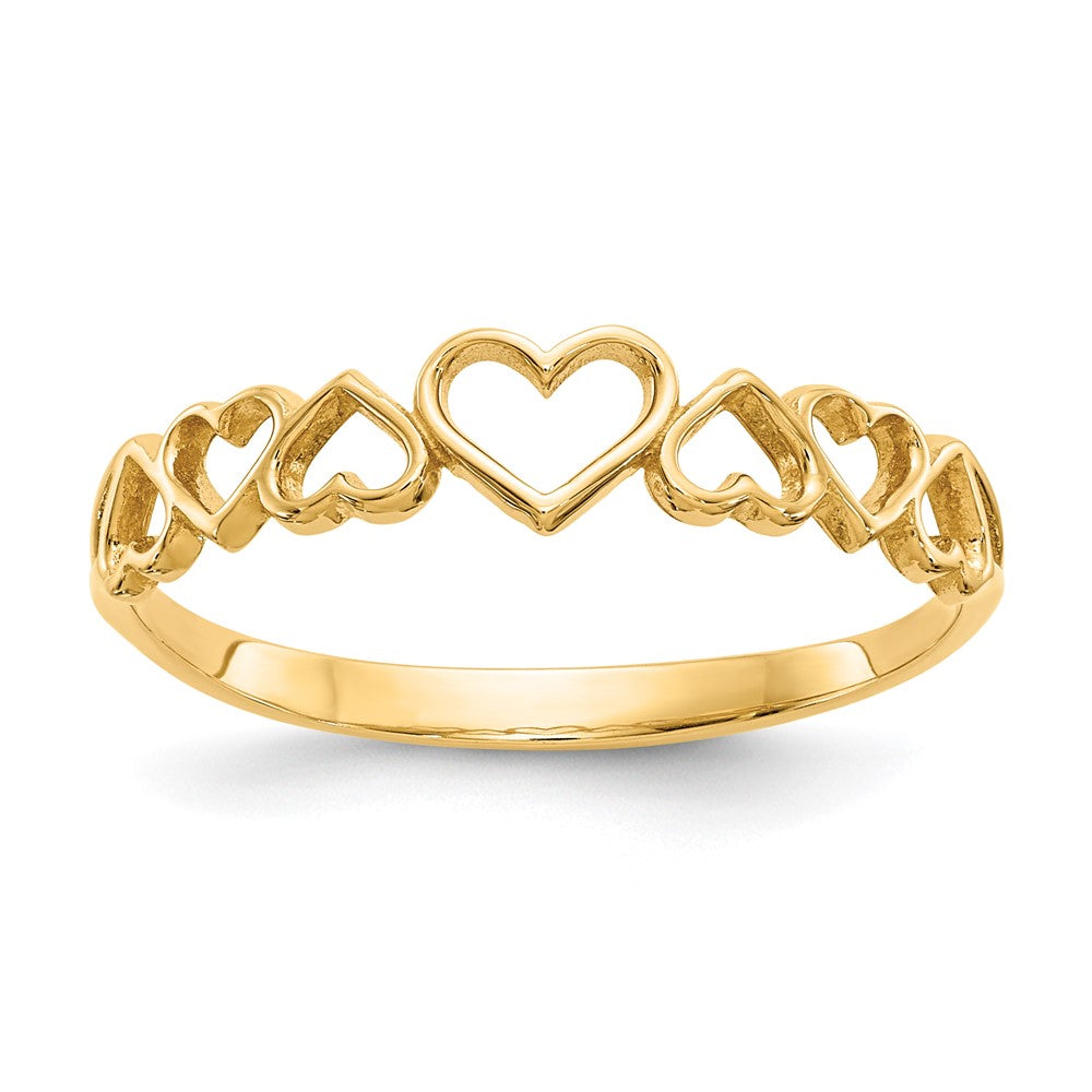 14K Gelbgold Ring mit Herzen
