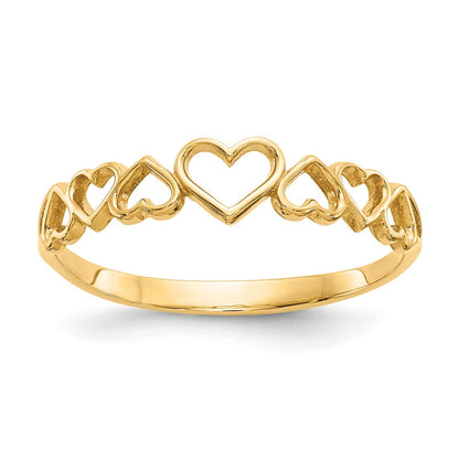 14K Gelbgold Ring mit Herzen