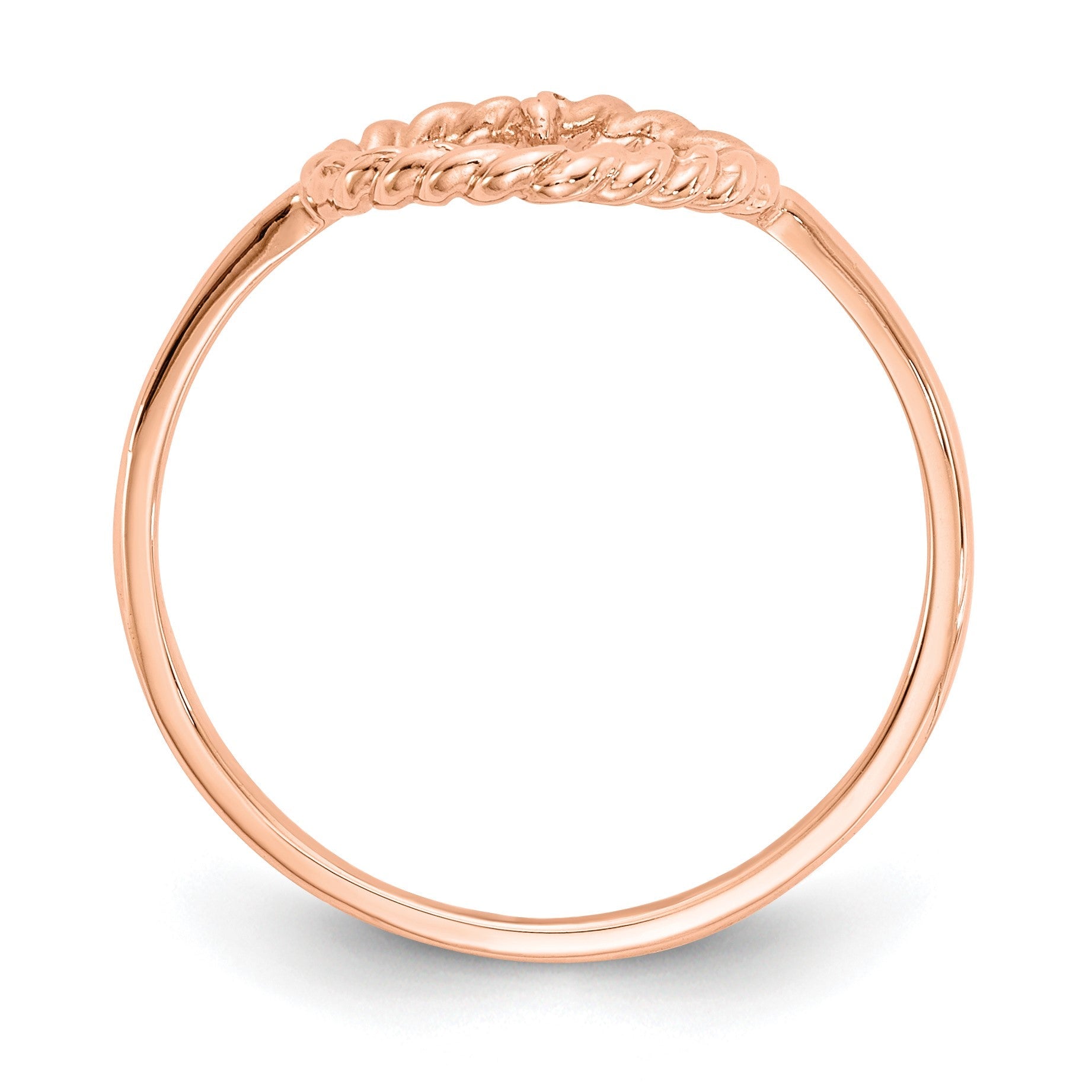 14K Roségold Poliert & Strukturiert Herz Ring
