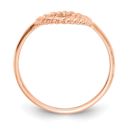 14K Roségold Poliert & Strukturiert Herz Ring