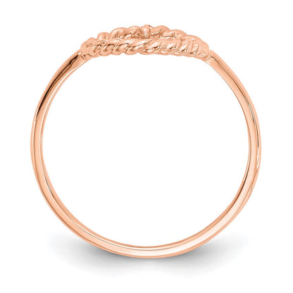 14K Roségold Poliert & Strukturiert Herz Ring